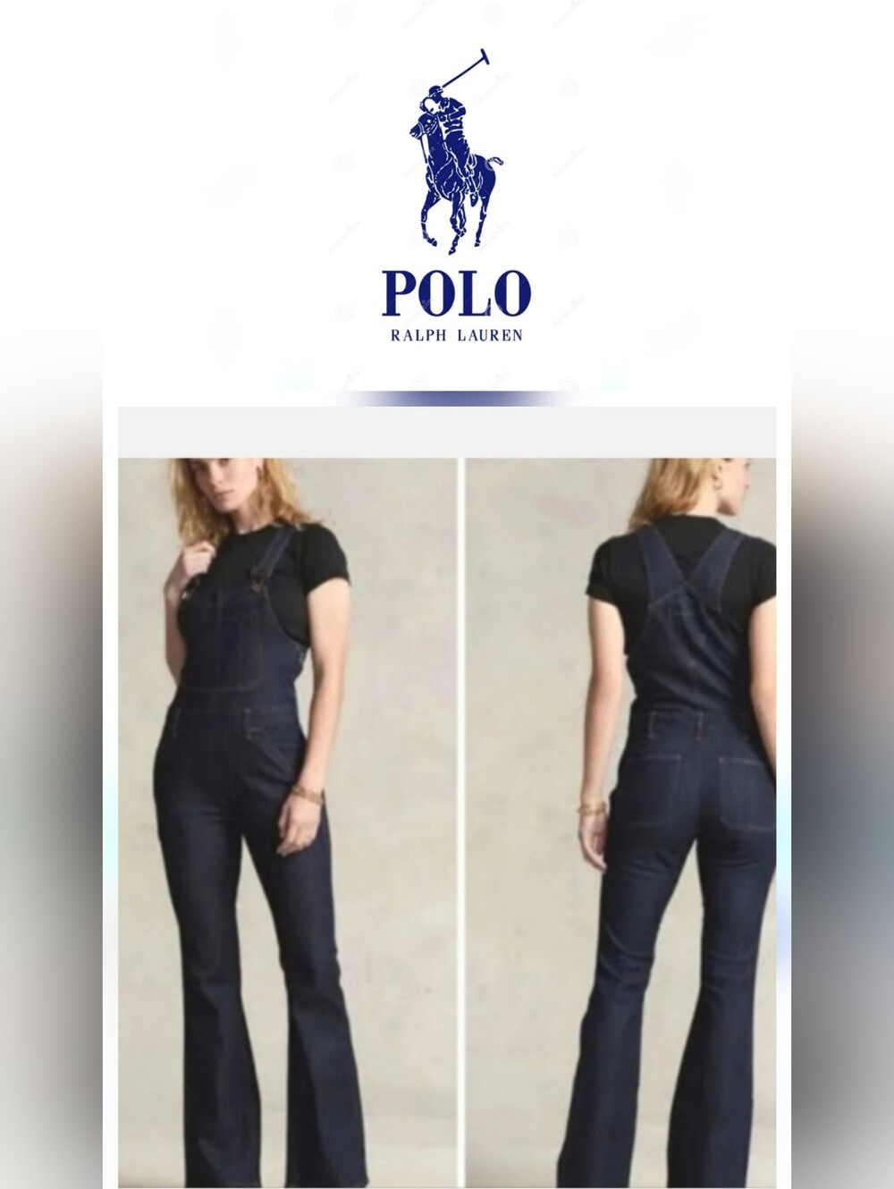 NWT Polo Ralph Lauren Denim & Supply Flare Overalls Jumpsuit size 10 Med /Large
